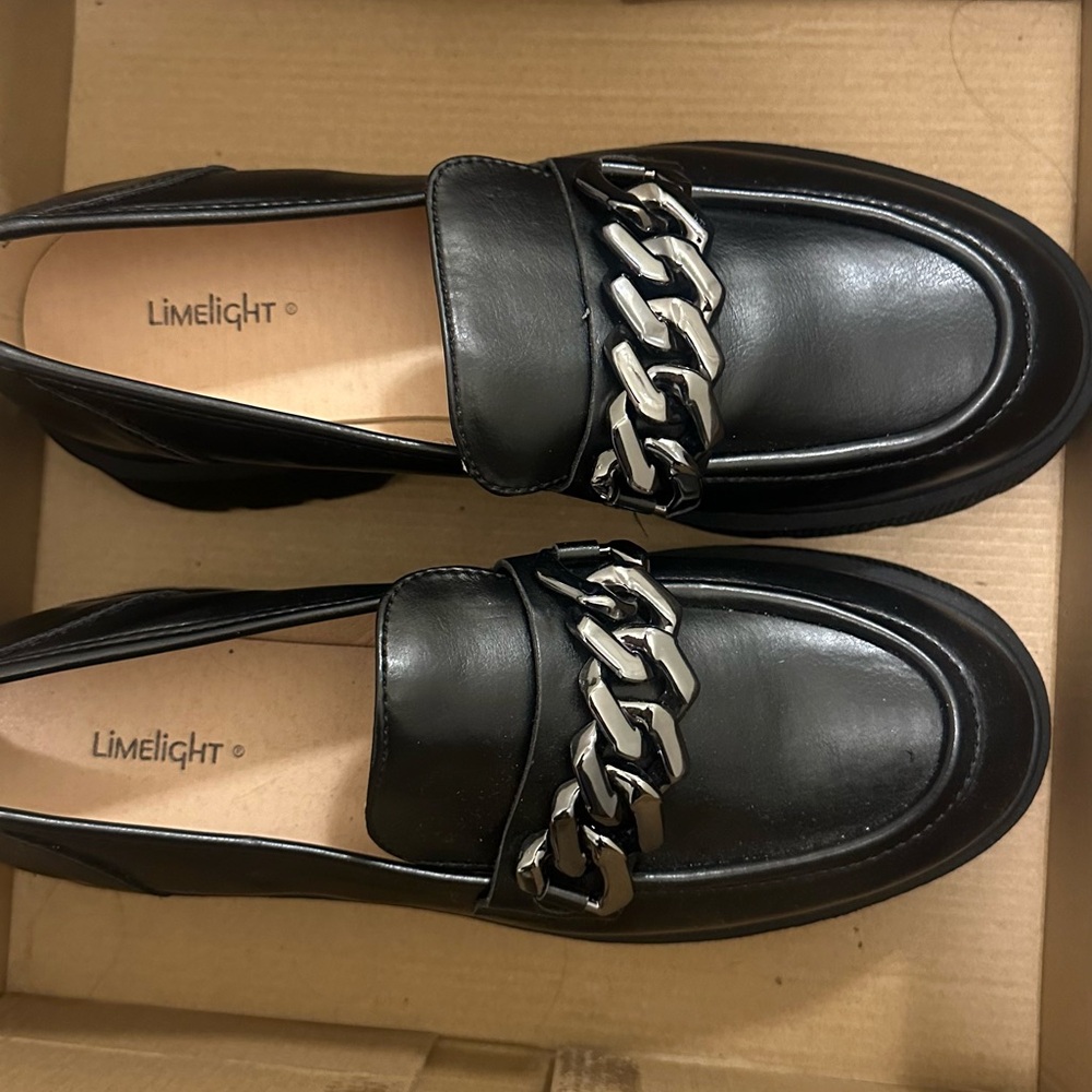 Black and Silver Chain Women's Loafers